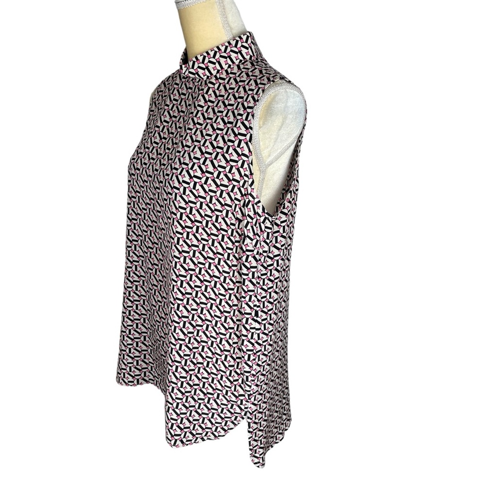 TYLER BOË Sleeveless Silk Geo Print Tank‎ Size Medium Pink Black - Picture 3 of 11